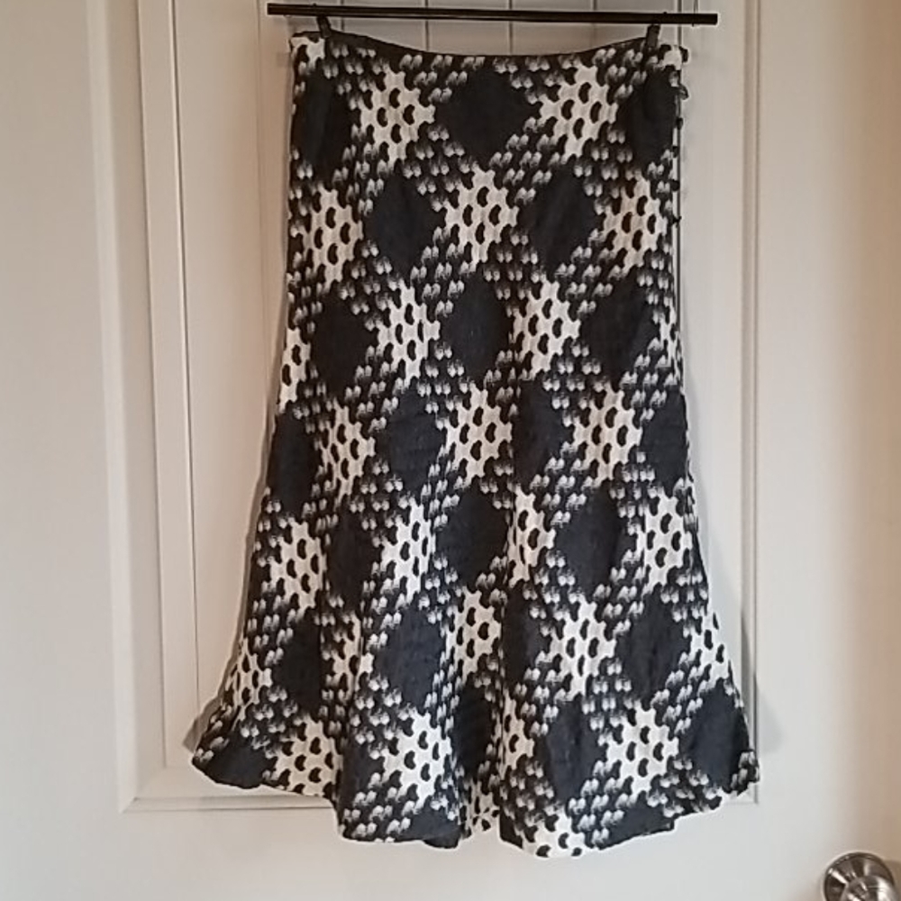 High waist Wool grey and cream Skirt